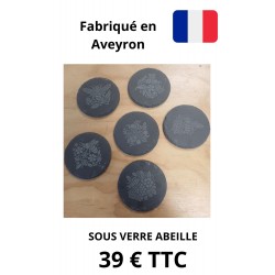 Ensemble de 6 sous-Verres en Ardoise gravure thème abeille