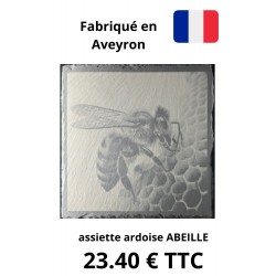 Assiette en Ardoise gravure abeille