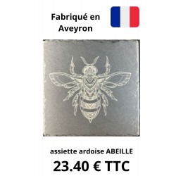 Assiette en Ardoise gravure abeille