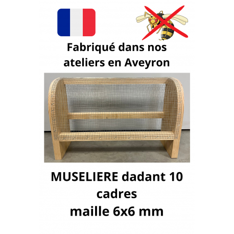 Muselière anti-frelons en bois pour ruche Dadant 10 maille 10x10