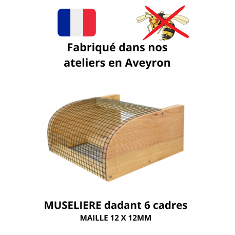 Muselière anti-frelons en bois pour ruchette Dadant 6