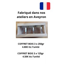 Coffret cadeau en bois - pour 3 pots 250 g r