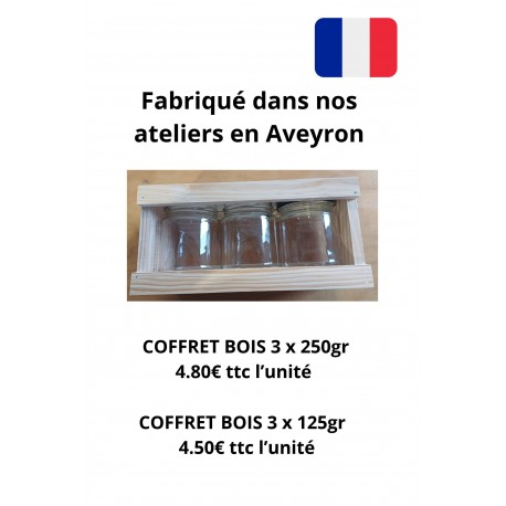 Coffret cadeau en bois - pour 3 pots 250 g r